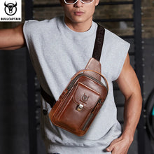 Load image into Gallery viewer, men's retro leather chest bag zipper hasp
