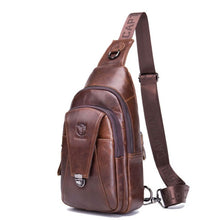 Load image into Gallery viewer, men travel leather chest sling bag
