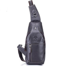 Load image into Gallery viewer, mens leather chest bag with contrast stitching
