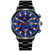 Load image into Gallery viewer, mens quartz watch gold black surface calendar display
