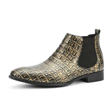 Load image into Gallery viewer, mens snake print silver ankle boots buy online

