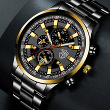 Load image into Gallery viewer, mens stainless steel luminous quartz watch black 42mm
