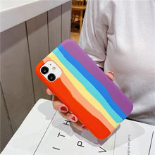 Load image into Gallery viewer, Rainbow &amp; Colorful Silicone iPhone Case with Microfiber Lining
