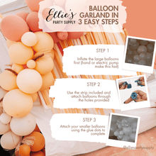Load image into Gallery viewer, Balloon garland setup guide with steps and materials from Ellie's Party Supply
