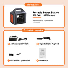 Load image into Gallery viewer, solar generator 600w 538wh home backup emergency order
