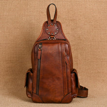 Load image into Gallery viewer, street fashion genuine leather chest bag men
