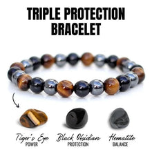 Load image into Gallery viewer, tiger eye hematite obsidian bracelet
