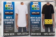 Load image into Gallery viewer, Kirkland Signature Men's 6-pack White Black 100% Cotton Crew Neck T-shirt - Heavyweight
