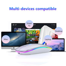 Load image into Gallery viewer, Multidevice compatible mouse with screen displaying multiple devices on a white background

