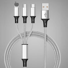 Load image into Gallery viewer, StitchGreen Nylon braided 10ft 3 in 1 usb 3.0 charger cable micro usb 8pin type C fast charging data cable for mobile phone
