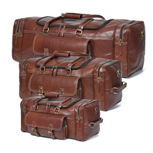 Load image into Gallery viewer, vegetable tanned leather weekender duffle
