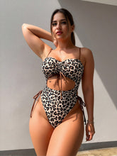 Load image into Gallery viewer, women's leopard print one piece swimsuit
