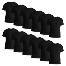 Load image into Gallery viewer, Men&#39;s 3 Pack 6 Pack 12 Pack Multipack Short Sleeve Crewneck Soft Cotton Black T-Shirt - StitchGreen
