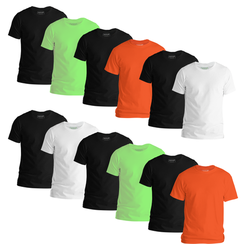 StitchGreen Men's 12-Pack Multicolor Short Sleeve Crewneck Soft Cotton T-Shirt - StitchGreen