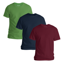 Load image into Gallery viewer, StitchGreen Men&#39;s 3-Pack Multicolor Short Sleeve Crewneck Soft Cotton T-Shirt - StitchGreen
