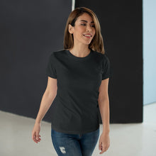 Load image into Gallery viewer, StitchGreen Women&#39;s Round Neck 100% Cotton 180 GSM Black T-Shirt - StitchGreen
