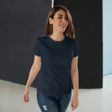 Load image into Gallery viewer, StitchGreen Women&#39;s Round Neck 100% Cotton 180 GSM Navy T-Shirt - StitchGreen
