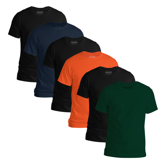StitchGreen Men's 6-Pack Multicolor Half Sleeve T shirt | Best Modern Crewneck T-shirt - StitchGreen