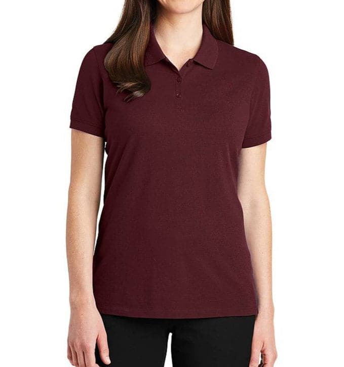 StitchGreen Women's Maroon Color high quality 100% Cotton Polo T-Shirt with Collar (For Wholesale) - StitchGreen
