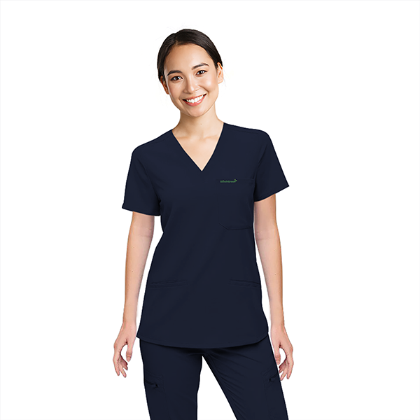 StitchGreen Women's Navy Three Pocket Scrub Top Minimum Quantity 50 Pieces - StitchGreen