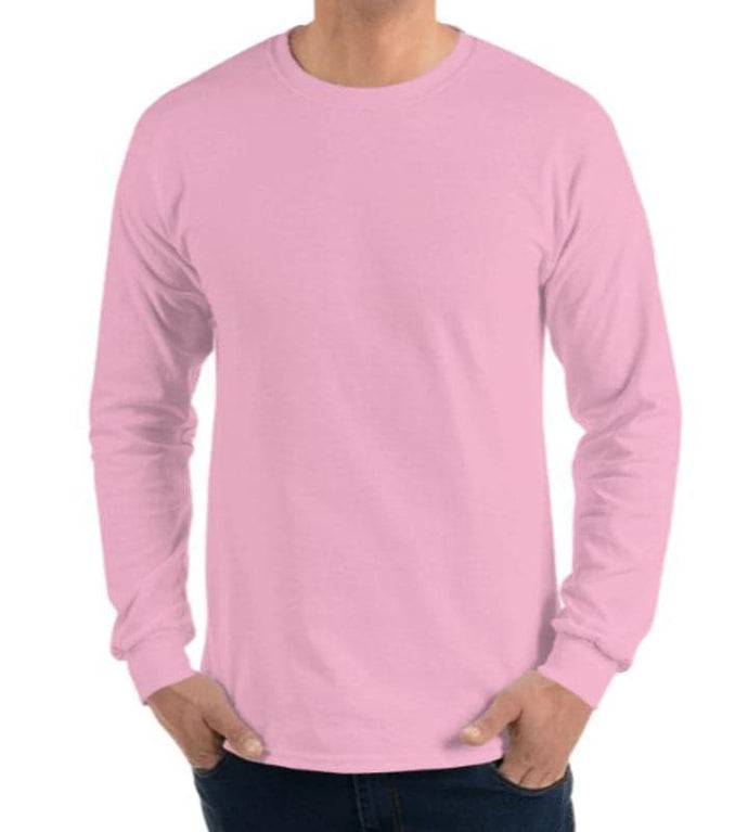 StitchGreen Men's Pink Long Sleeve T-Shirt 100% Cotton On 180 GSM (For Wholesale Minimum Quantity 100 pieces) - StitchGreen