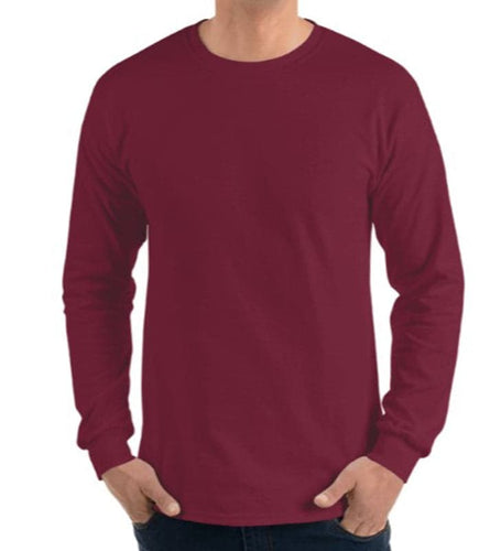 StitchGreen Men's Maroon Long Sleeve T-Shirt 100% Cotton On 180 GSM (For Wholesale Minimum Quantity 100 pieces) - StitchGreen
