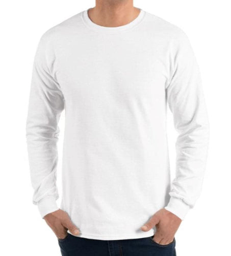 StitchGreen Men's White Long Sleeve T-Shirt 100% Cotton On 180 GSM (For Wholesale Minimum Quantity 100 pieces) - StitchGreen