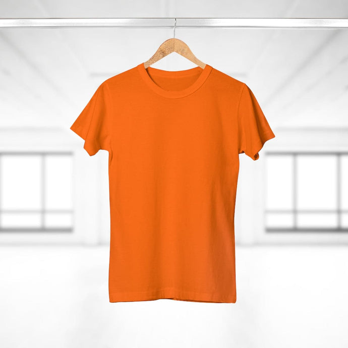 StitchGreen Women's Round Neck 100% Cotton 180 GSM Orange T-Shirt - StitchGreen
